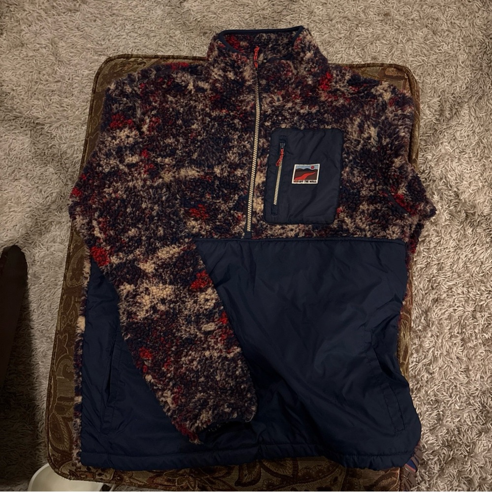 Vans quarter zip Navy and Red Fleece Pullover men’s small